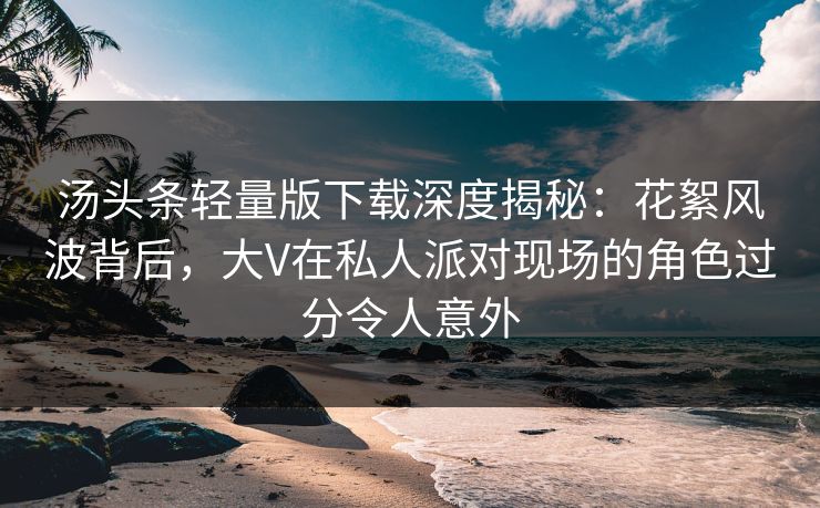 汤头条轻量版下载深度揭秘:花絮风波背后,大V在私人派对现场的角色过分令人意外