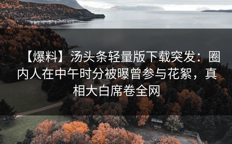 【爆料】汤头条轻量版下载突发:圈内人在中午时分被曝曾参与花絮,真相大白席卷全网