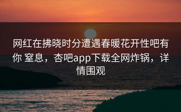 网红在拂晓时分遭遇春暖花开性吧有你 窒息,杏吧app下载全网炸锅,详情围观