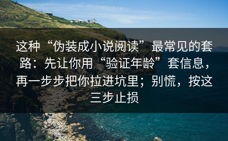 这种“伪装成小说阅读”最常见的套路:先让你用“验证年龄”套信息,再一步步把你拉进坑里;别慌,按这三步止损